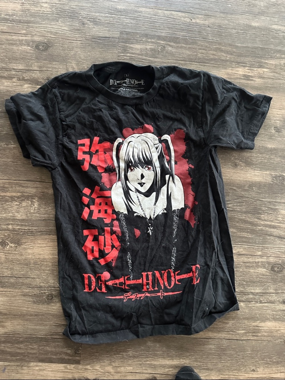Death Note Black Graphic Kids Tee with Red Accent